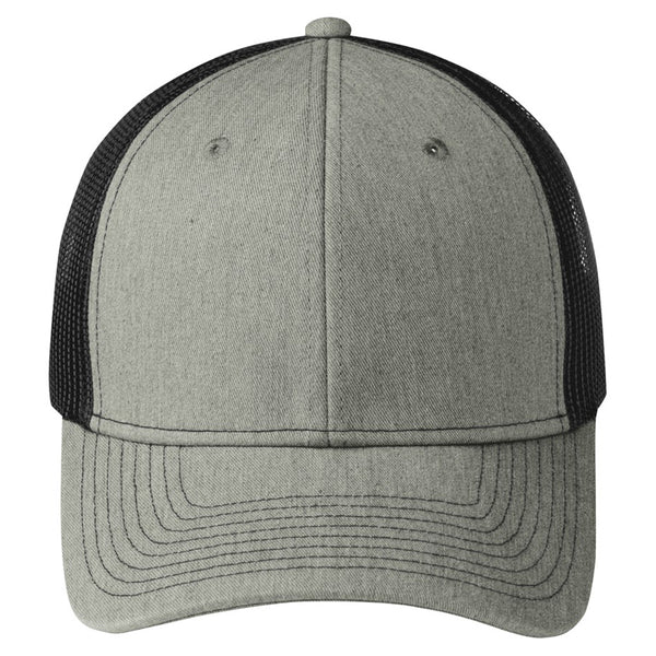 Download Port Authority Heather Grey/Black Snapback Trucker Cap