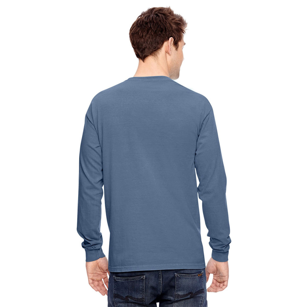 Comfort Colors Men S Blue Jean 6 1 Oz Long Sleeve Pocket T Shirt