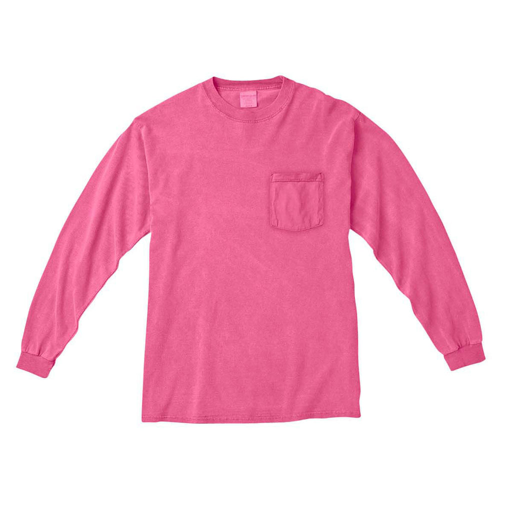 Comfort Colors Men S Crunchberry 6 1 Oz Long Sleeve Pocket T Shirt