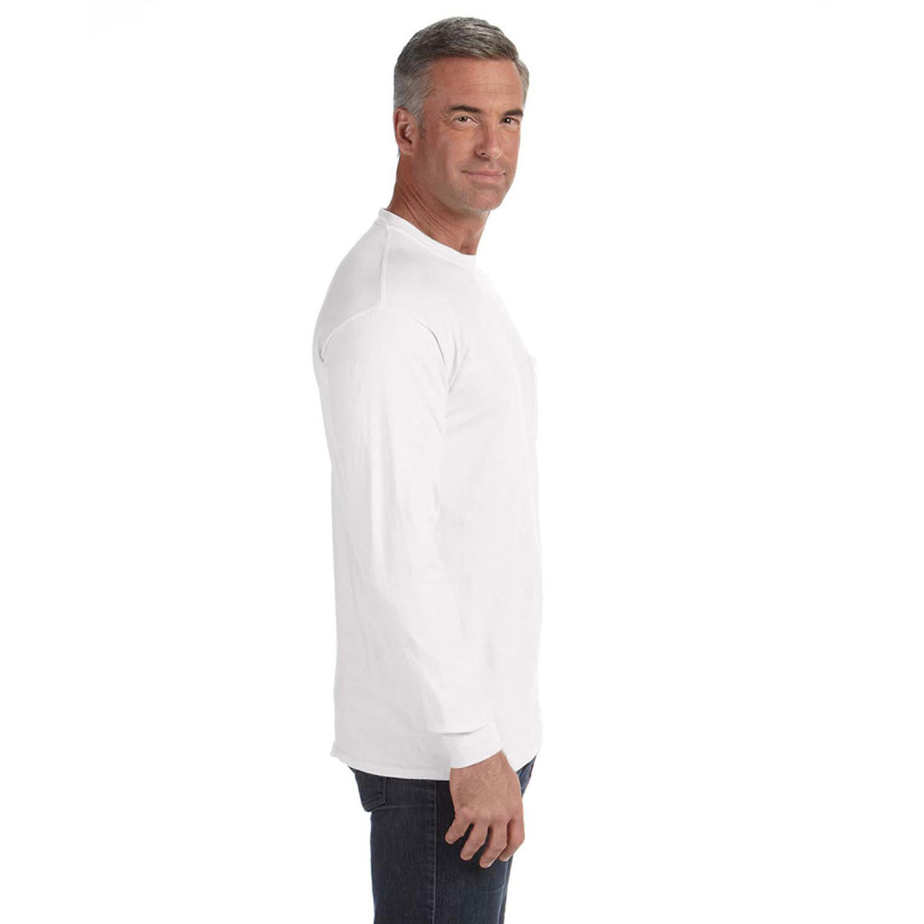 Comfort Colors Mens White 61 Oz Long Sleeve Pocket T Shirt