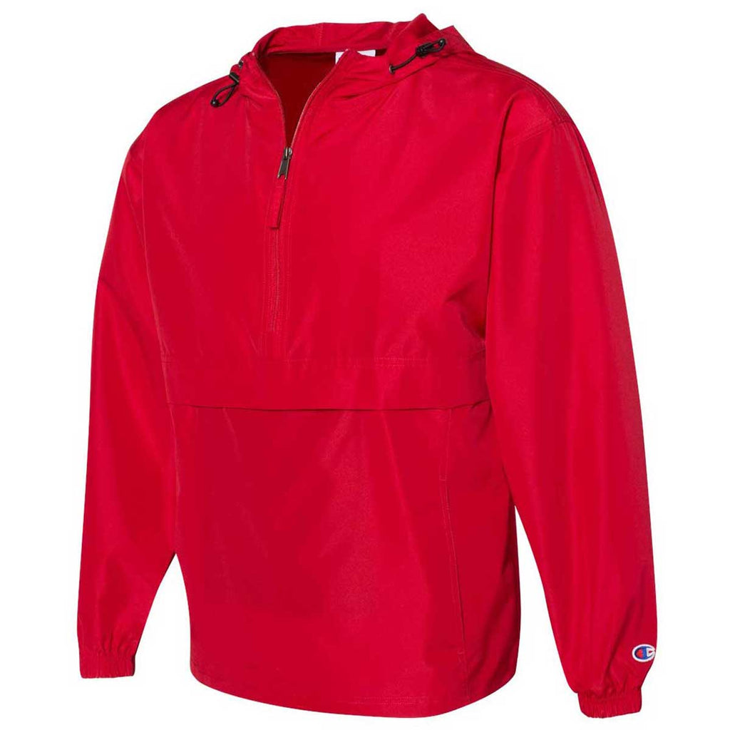 champion packable jacket red