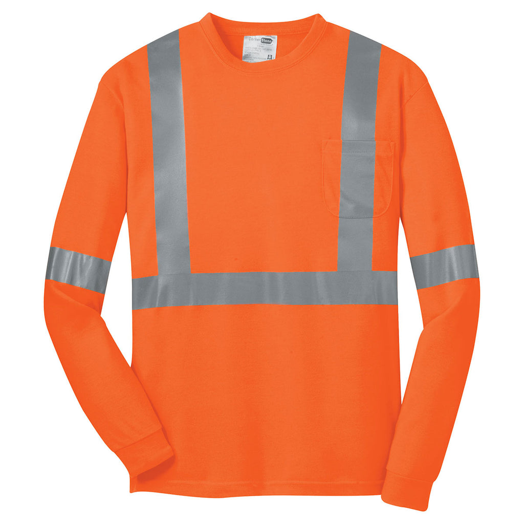 Cornerstone Men's Safety Orange ANSI 107 Class 2 Long Sleeve Safety T-Shirt