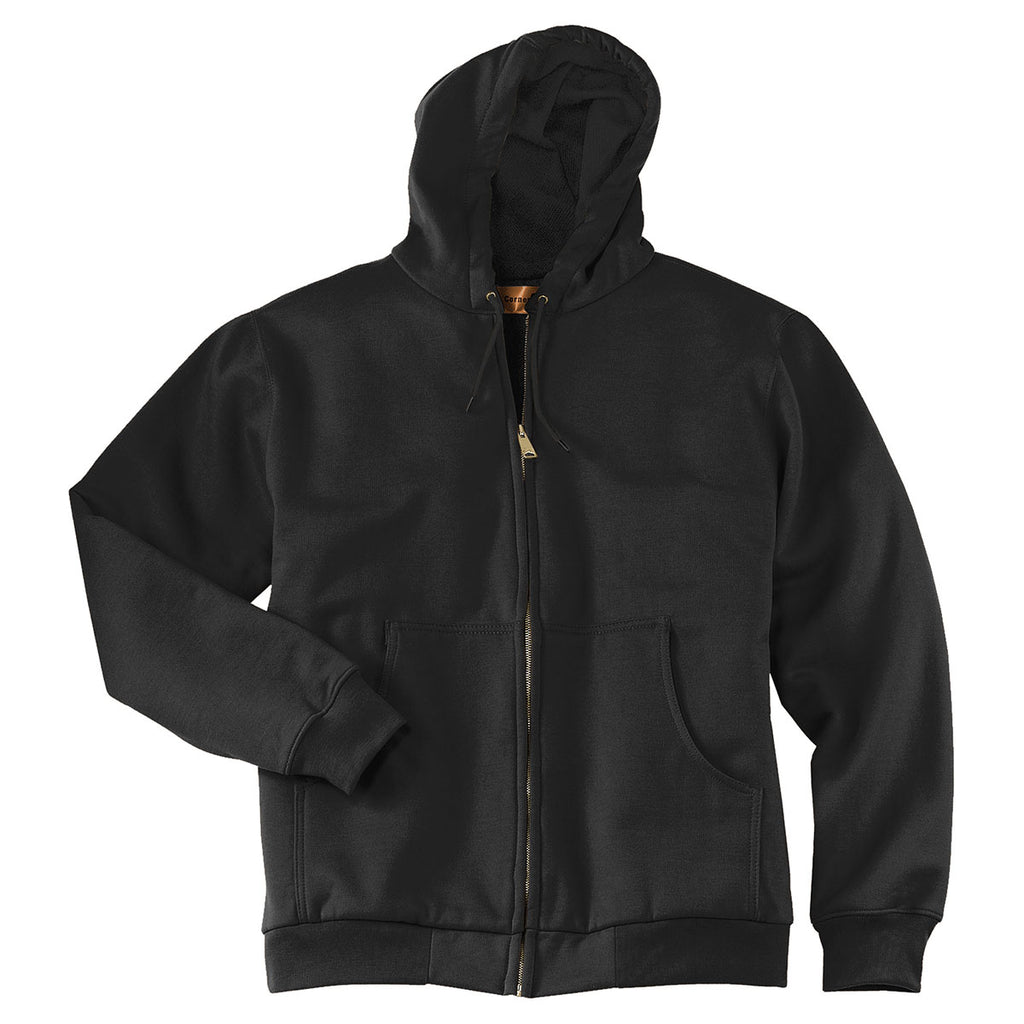 CornerStone Men's Black Heavyweight Full-Zip Hooded Sweatshirt with Th