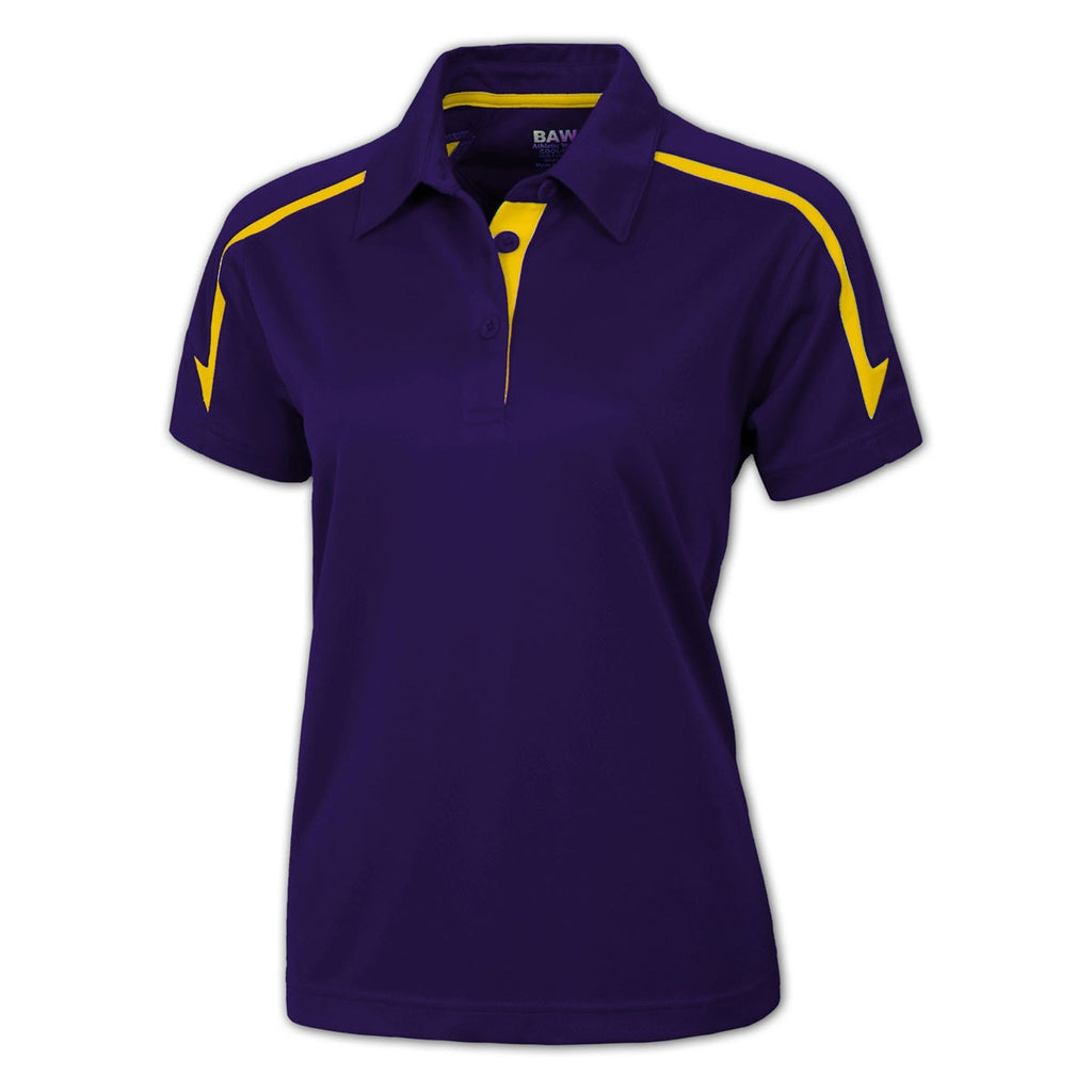 BAW Women's Purple/Gold Infinity Cool-Tek Polo