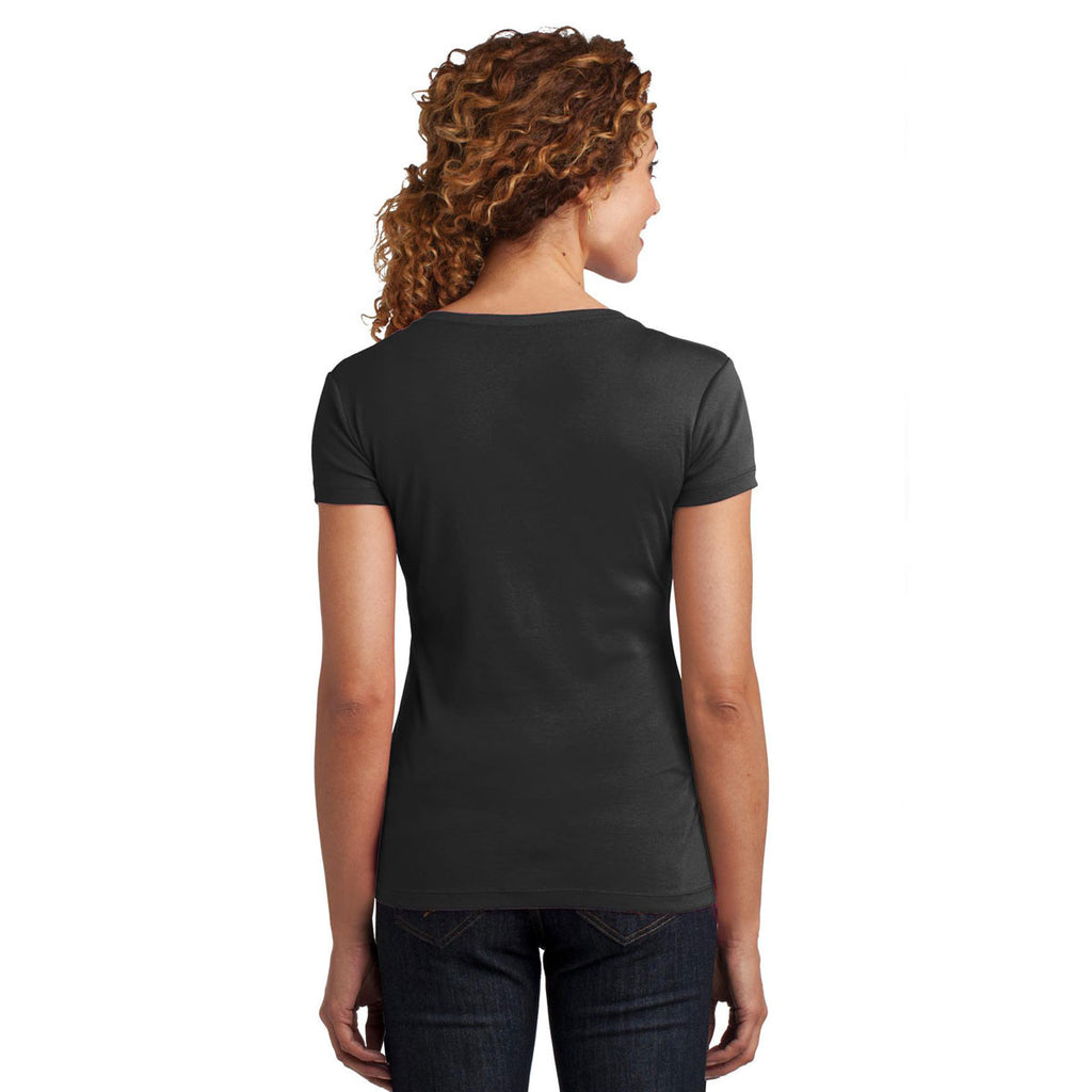 District Made Women's Black Mini Rib V-Neck Tee