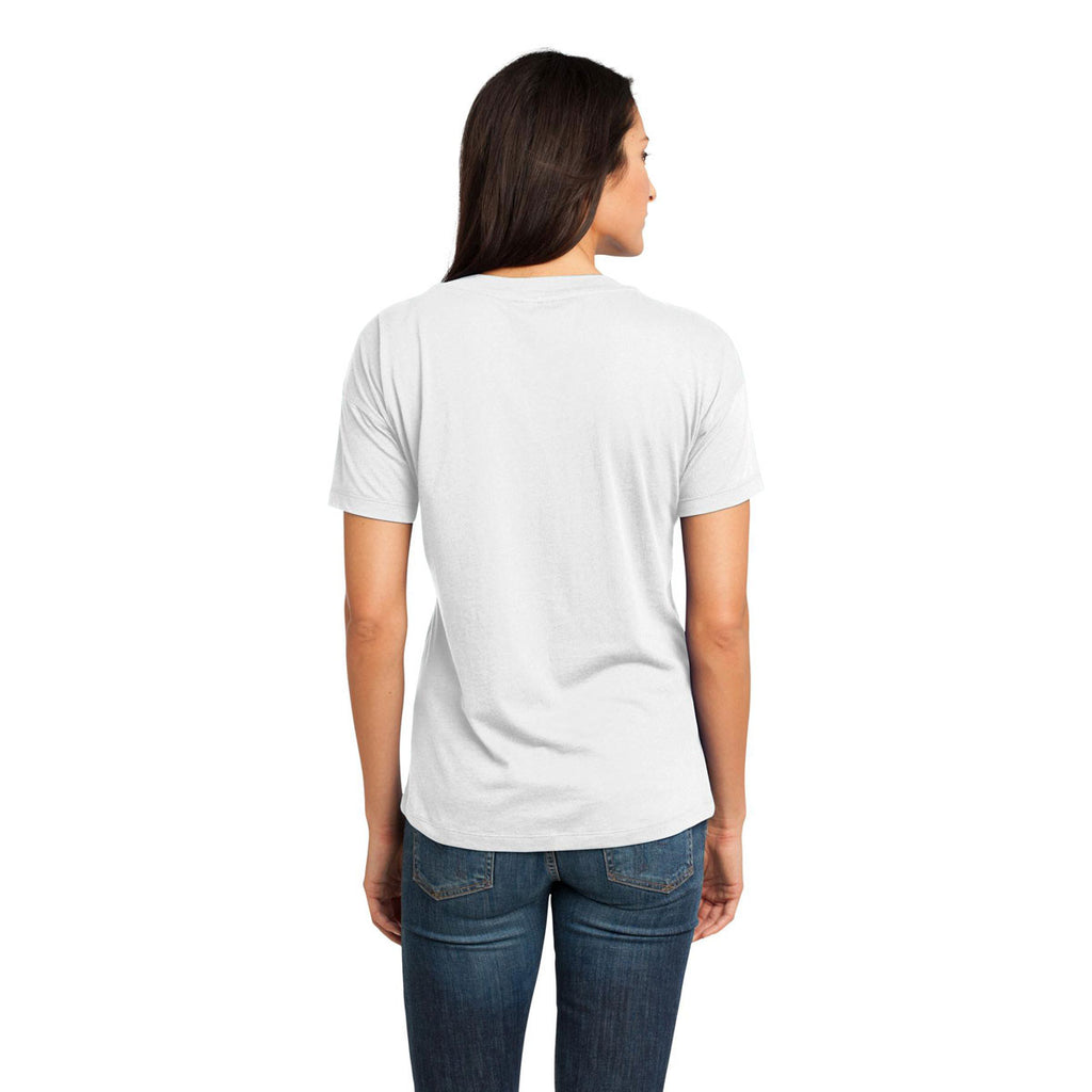 District Made Women's White Modal Blend Relaxed V-Neck Tee