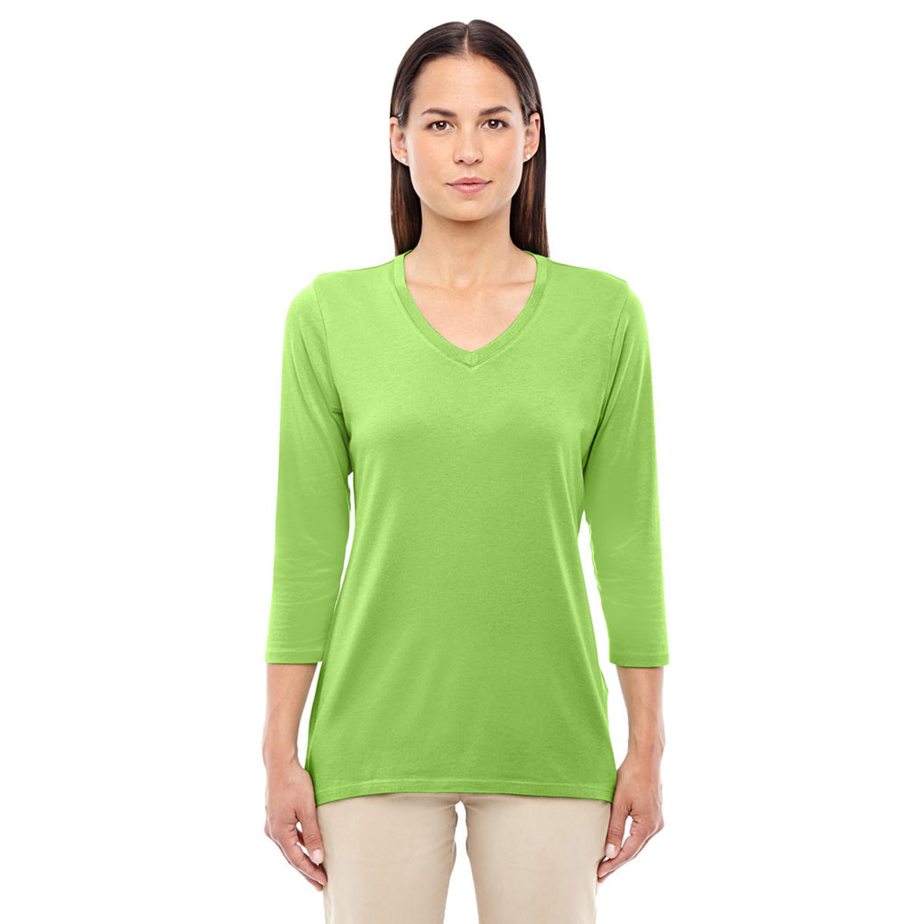 Devon & Jones Women's Lime Perfect Fit Bracelet Length V-Neck Top