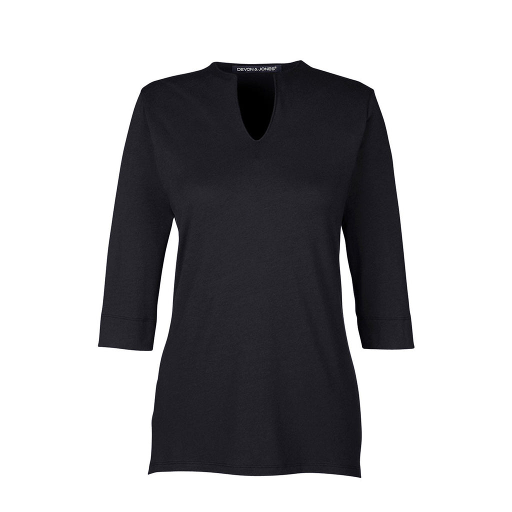 Devon & Jones Women's Black Perfect Fit Tailored Open Neckline Top