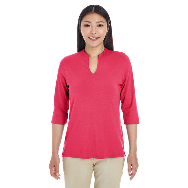 Devon & Jones Women's Red Perfect Fit Tailored Open Neckline Top