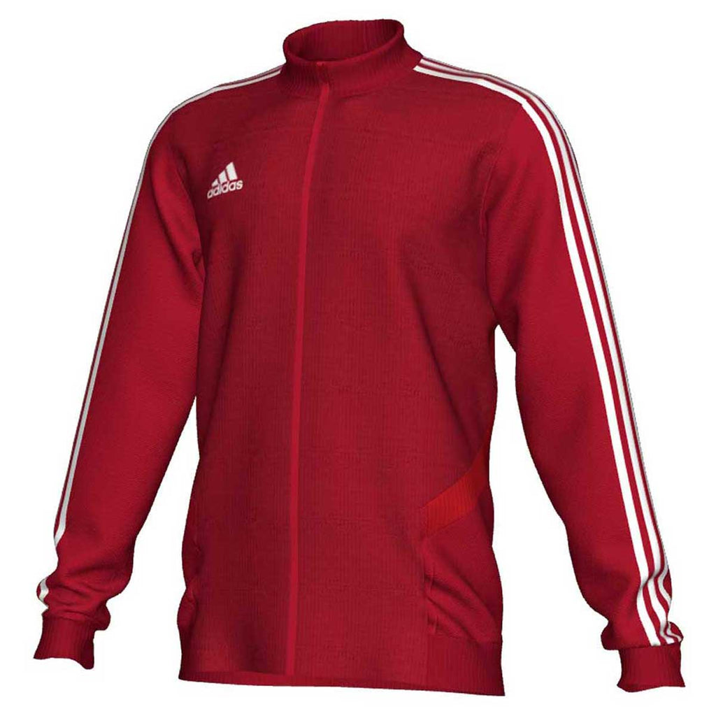 white adidas shirt with red logo