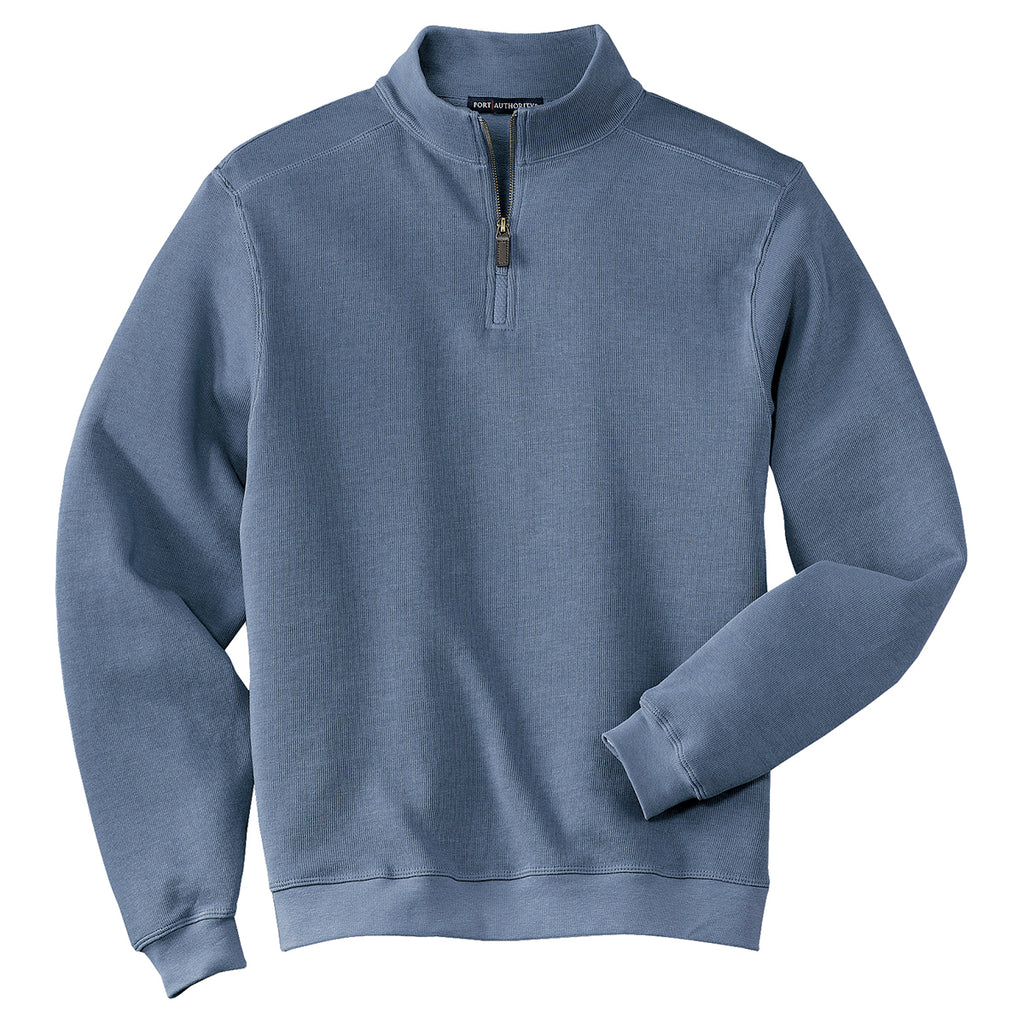 Port Authority Men's Harbor Blue Flatback Rib 1/4-Zip Pullover