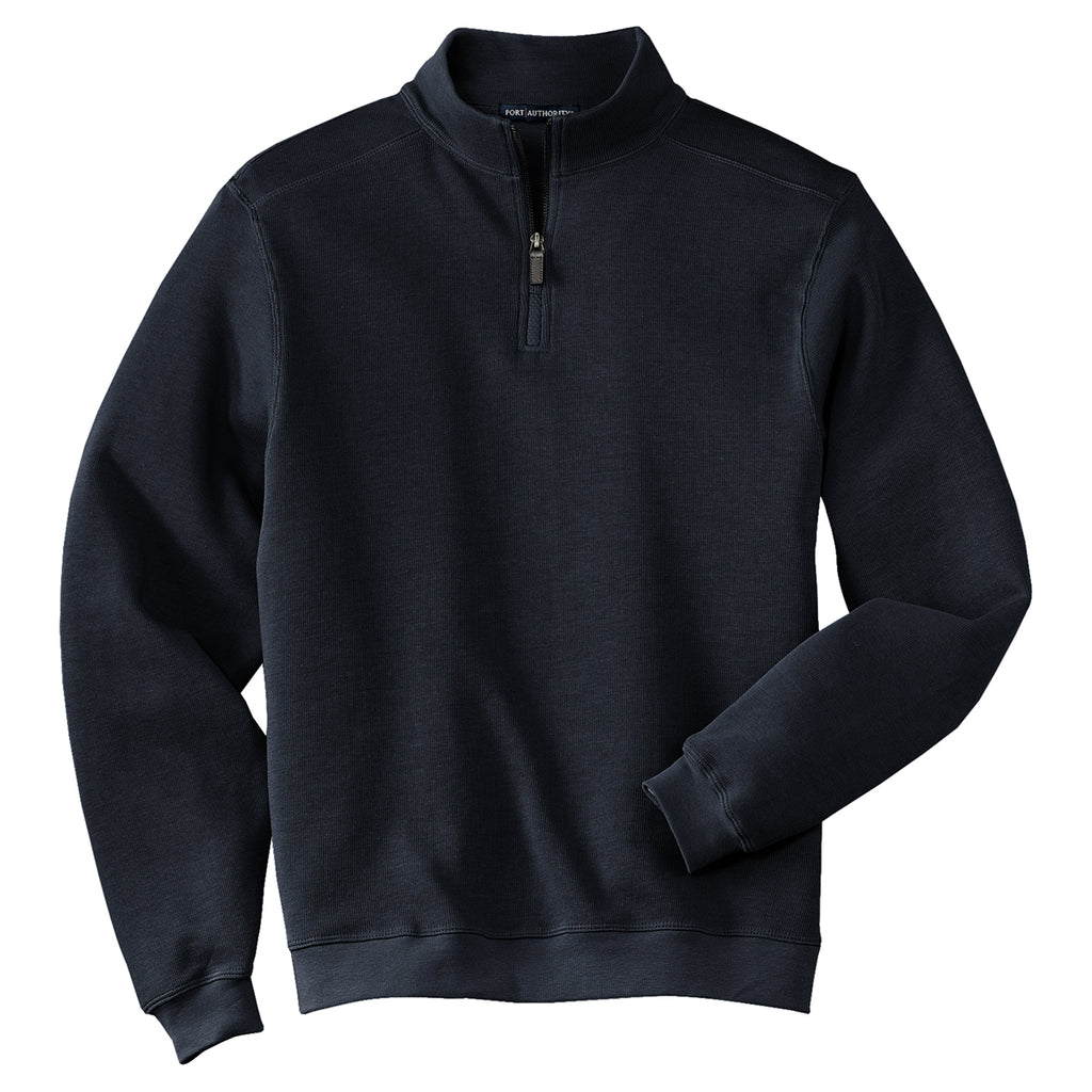 Port Authority Men's Navy Flatback Rib 1/4-Zip Pullover