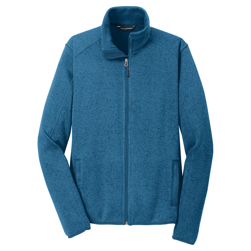 Port Authority Men's Medium Blue Heather Sweater Fleece Jacket