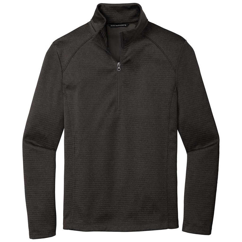 Port Authority Men's Dark Charcoal Heather Diamond Fleece Quarter Zip