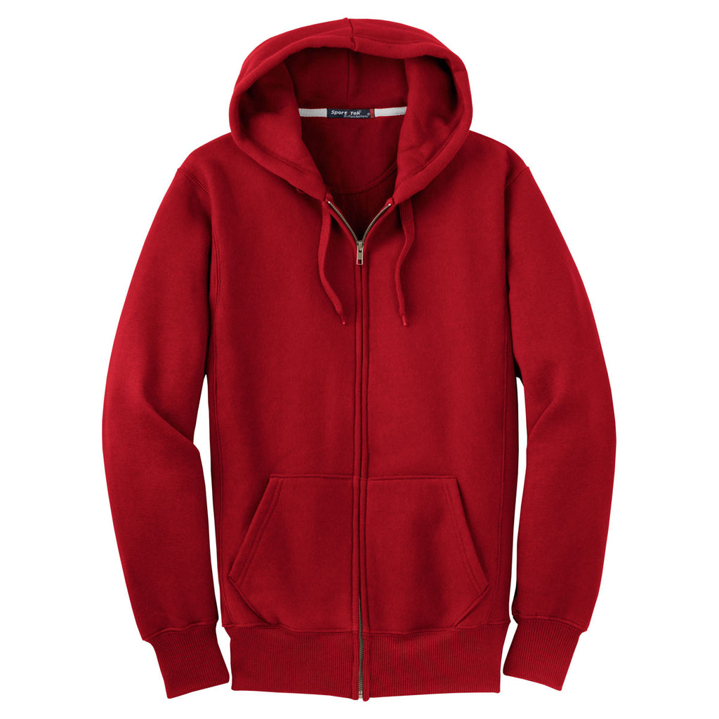 red zip sweatshirt