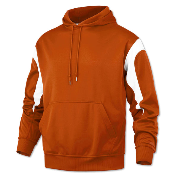 BAW Men's Texas Orange/White Color Panel Fleece Hooded