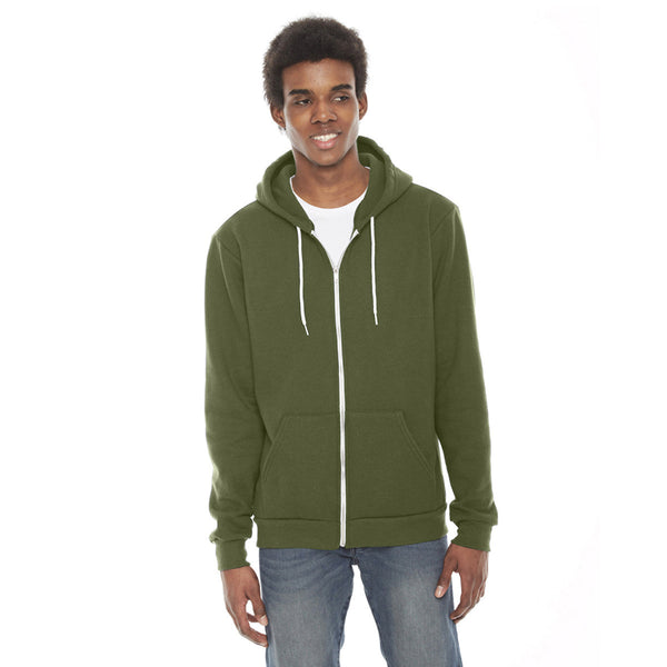 American Apparel Unisex Barrack Green Flex Fleece Zip Hoodie