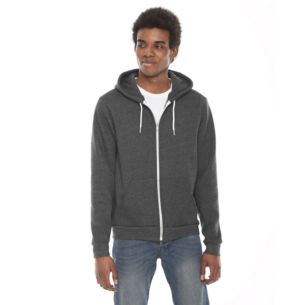 American Apparel Unisex Dark Hthr Grey Flex Fleece Zip Hoodie