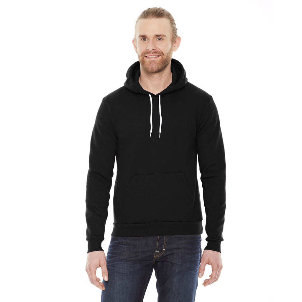 American Apparel Unisex Black Flex Fleece Drop Shoulder Pullover Hoodi