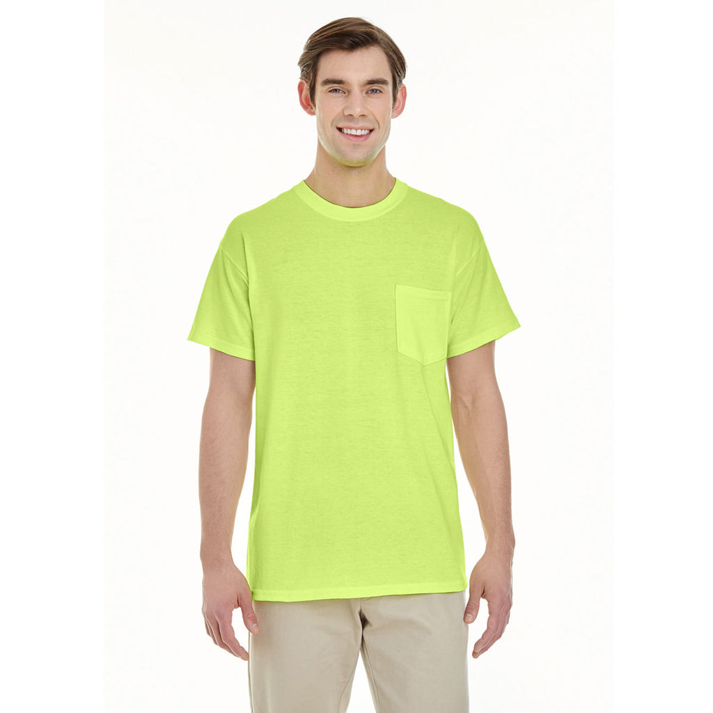Download Gildan Men's Safety Green Heavy Cotton 5.3 oz. Pocket T-Shirt