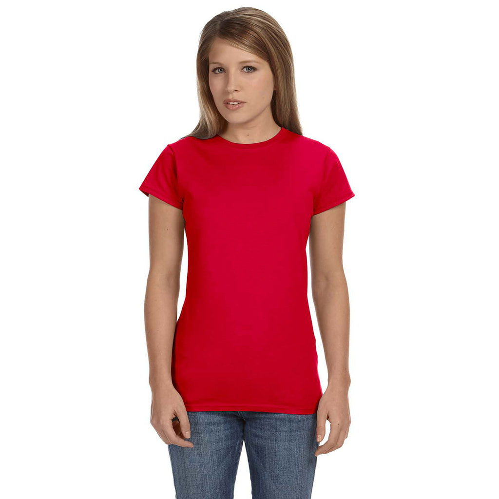 red fitted t shirt women's