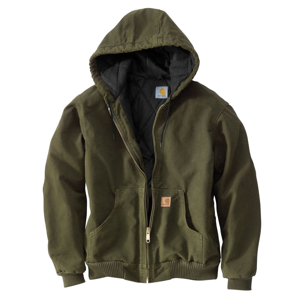 Carhartt Men's Army Green Quilted Flannel Lined Sandstone Active Jacke