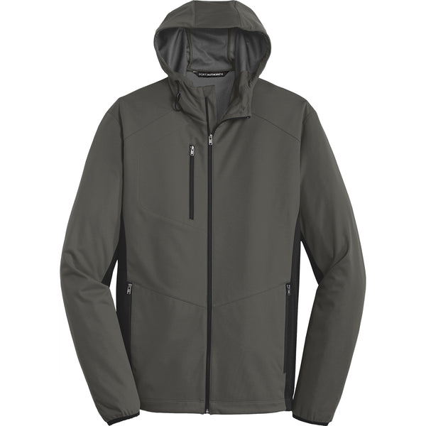 Port Authority Men's Grey Steel/Deep Black Active Hooded Soft Shell Ja