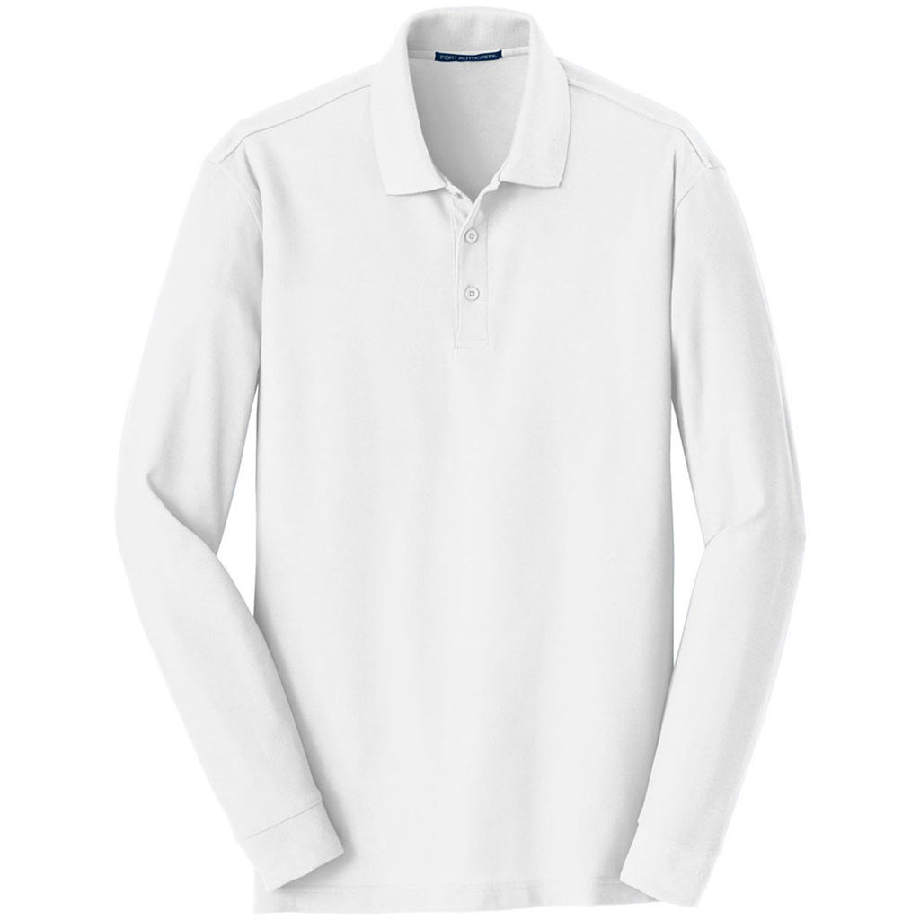 Download Port Authority Men S White Long Sleeve Core Classic Pique Polo