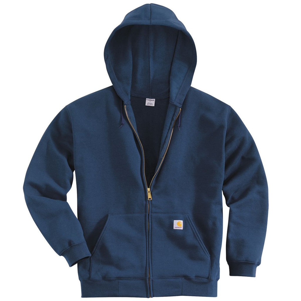 Navy Midweight Hooded Zip Front Sweatshirt