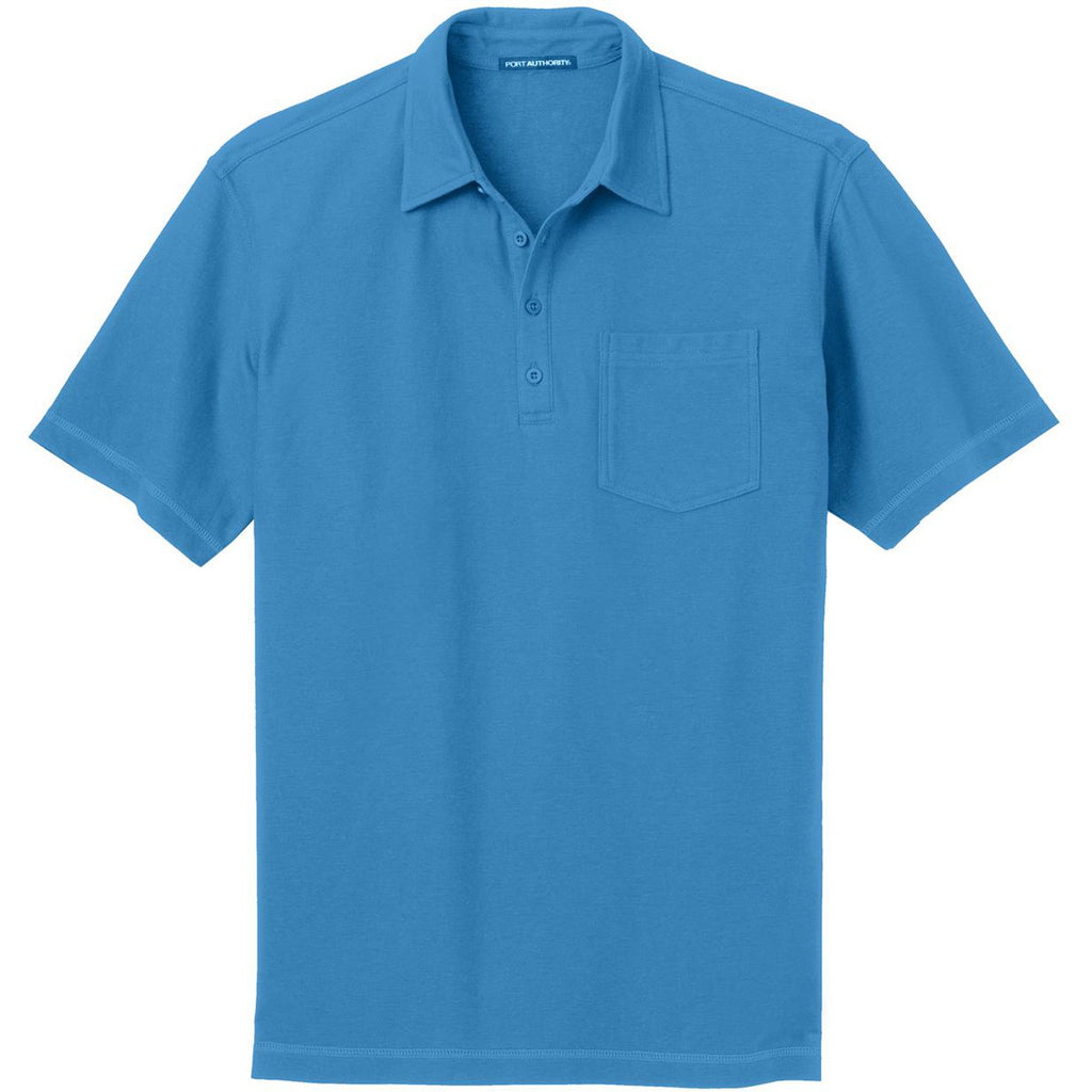 Port Authority Men's Celadon Blue Modern Stain Resistant Pocket Polo