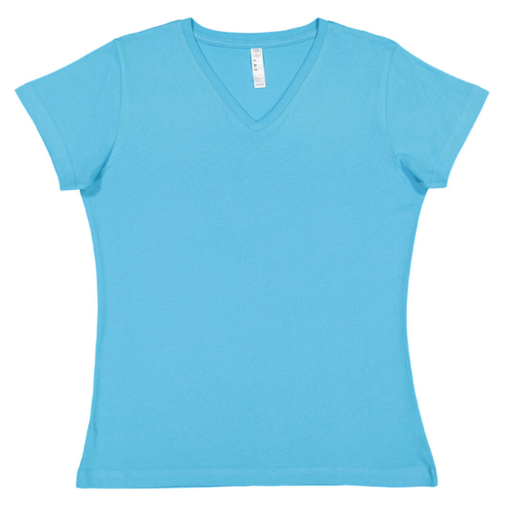 LAT Women's Aqua V-Neck Premium Jersey T-Shirt