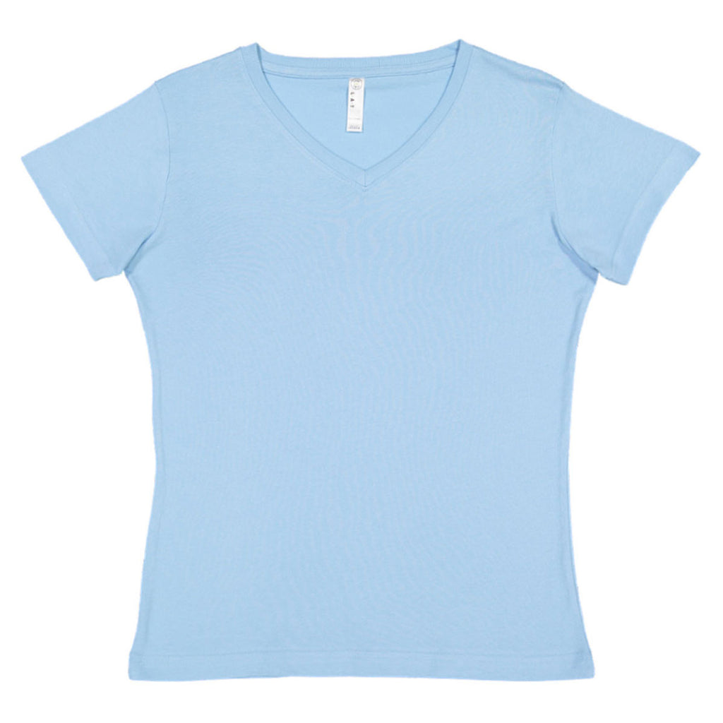 LAT Women's Light Blue V-Neck Premium Jersey T-Shirt