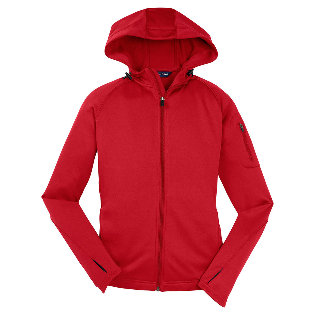 red tech fleece jacket