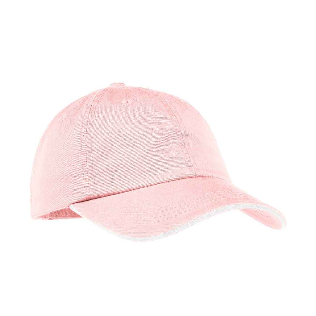 Port Authority Women's Light Pink/White Sandwich Bill Cap with Striped