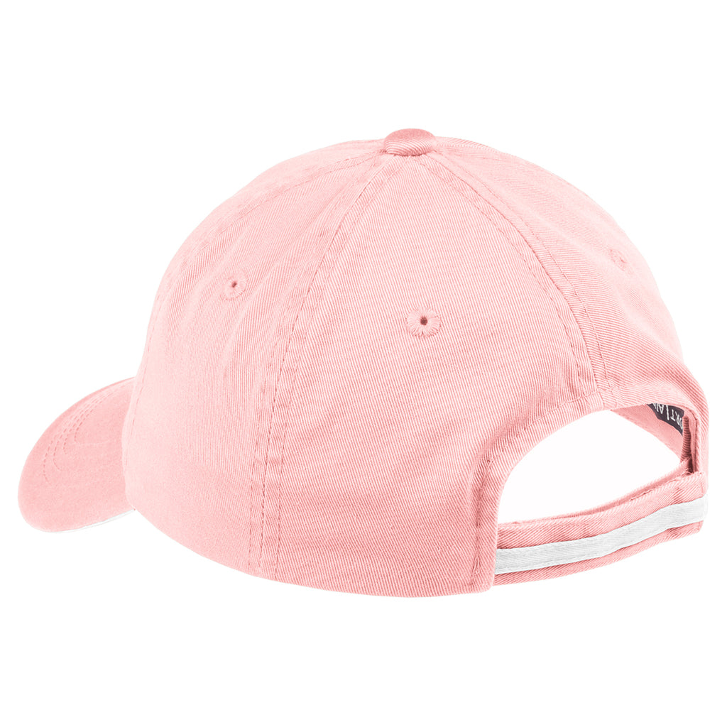 Port Authority Women's Light Pink/White Sandwich Bill Cap with Striped