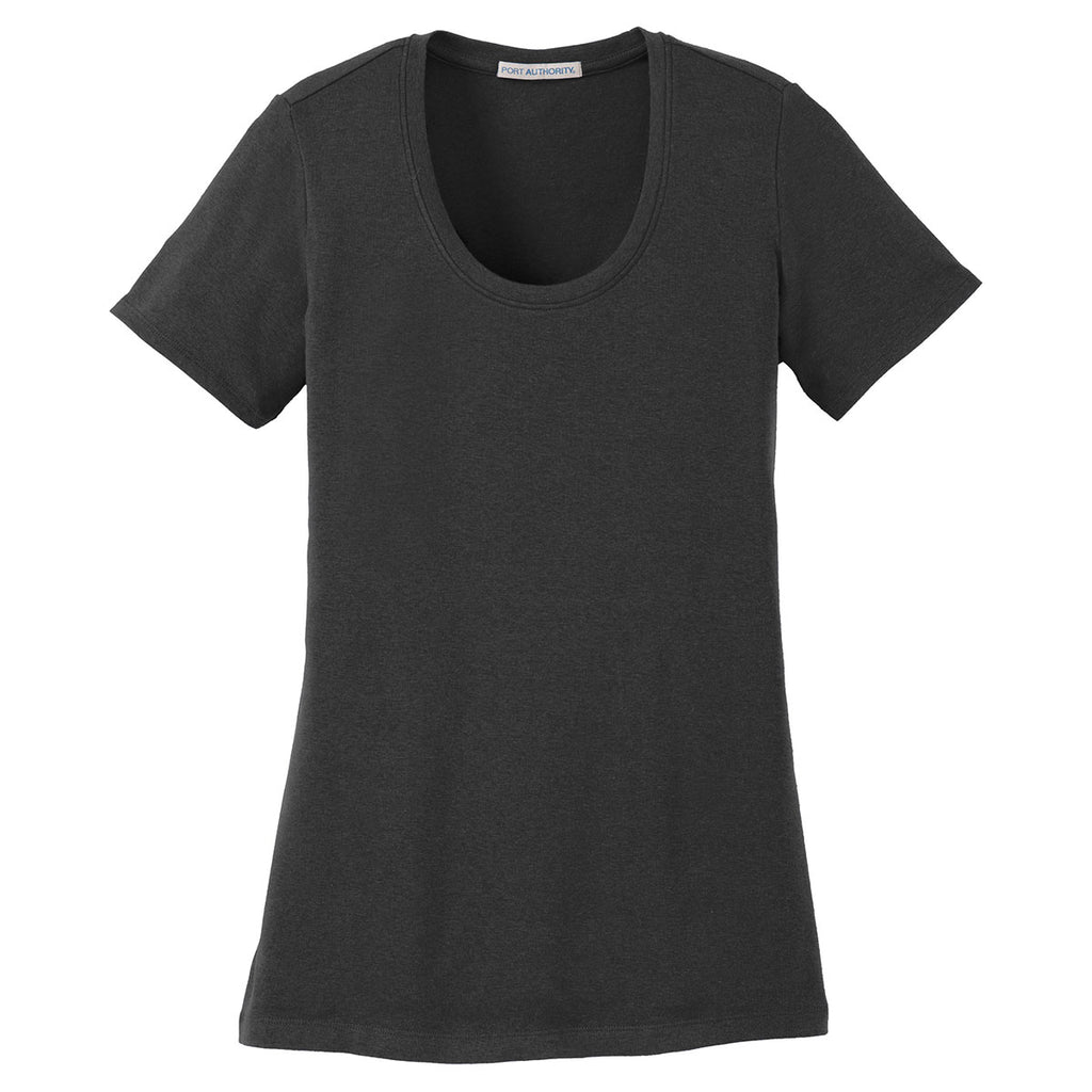 Port Authority Women's Black Concept Stretch Scoop Tee