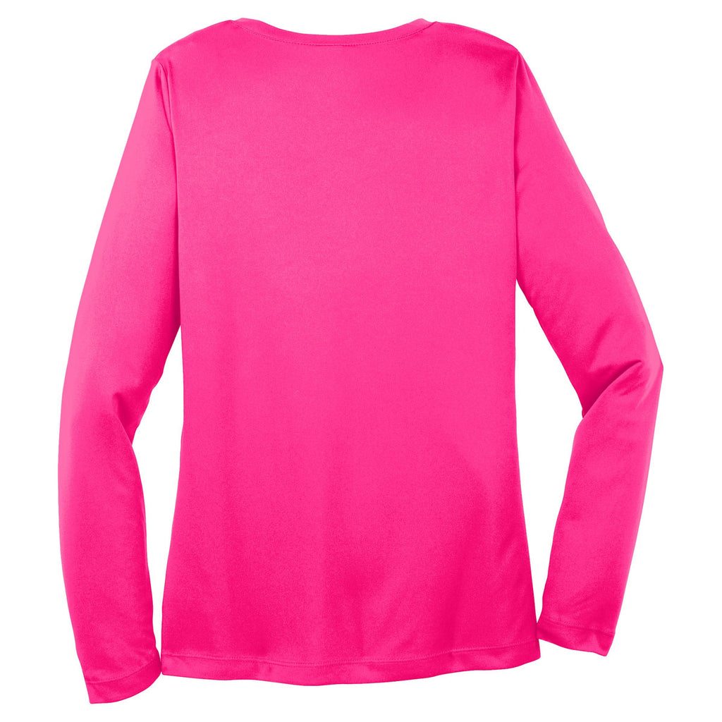 Sport-Tek Women's Neon Pink Long Sleeve PosiCharge Competitor V-Neck T