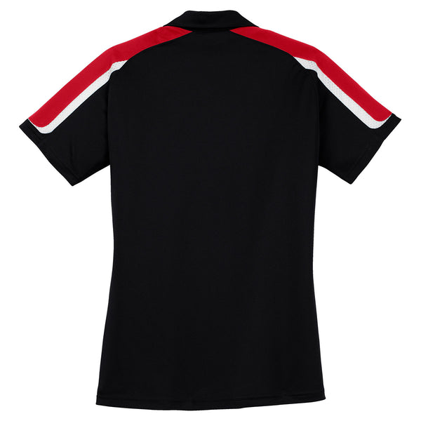 Sport-Tek Women's Black/True Red/White Tricolor Shoulder Micropique Sp