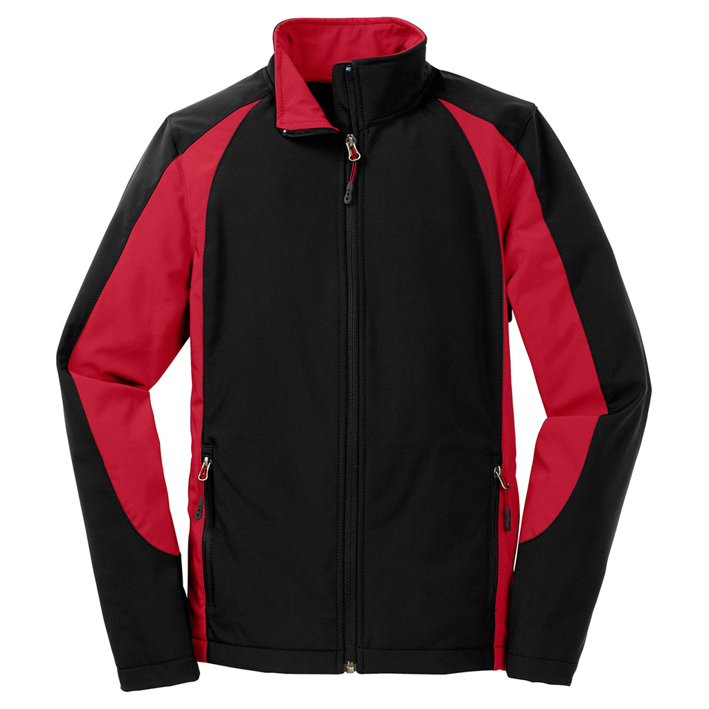 Sport-Tek Women's Black/True Red Colorblock Soft Shell Jacket