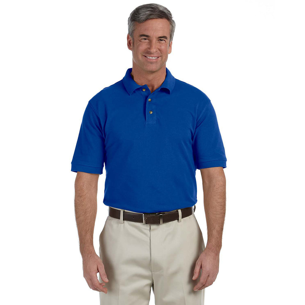 Harriton Men's True Royal Tall 6 oz. Ringspun Cotton Pique Short-Sleev