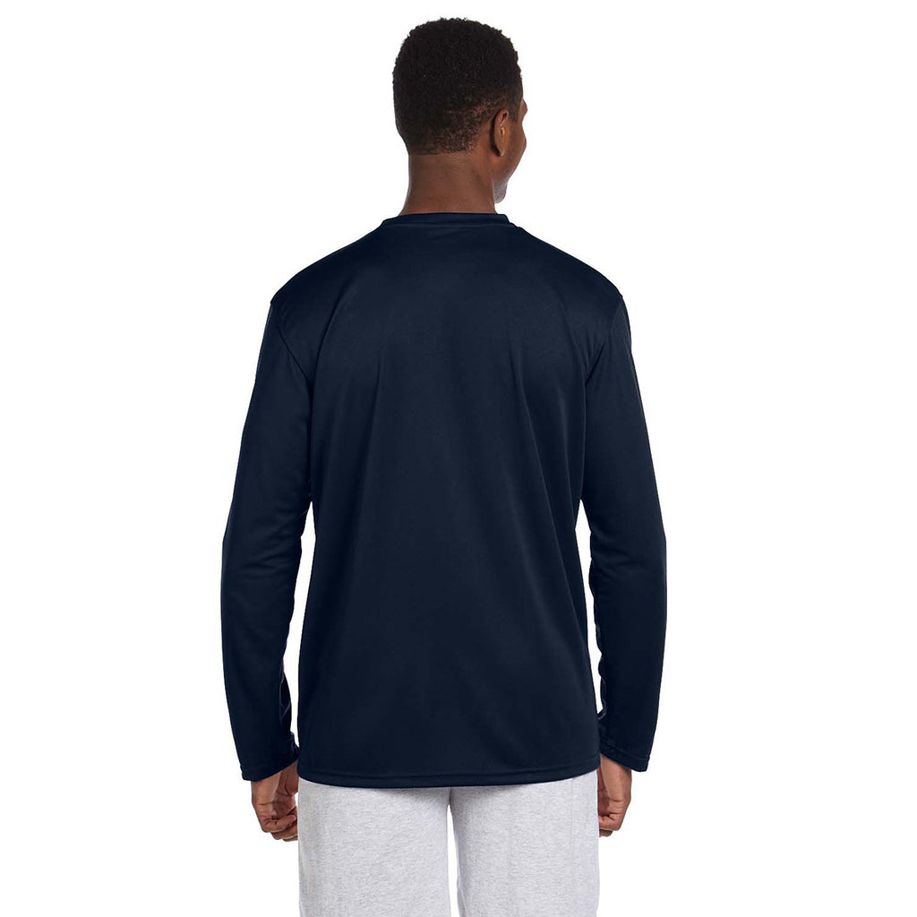 Harriton Men's Navy 4.2 oz. Athletic Sport Long-Sleeve T-Shirt