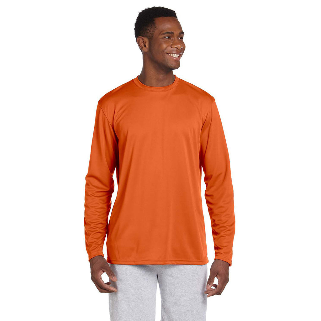 Harriton Men's Team Orange 4.2 oz. Athletic Sport Long-Sleeve T-Shirt