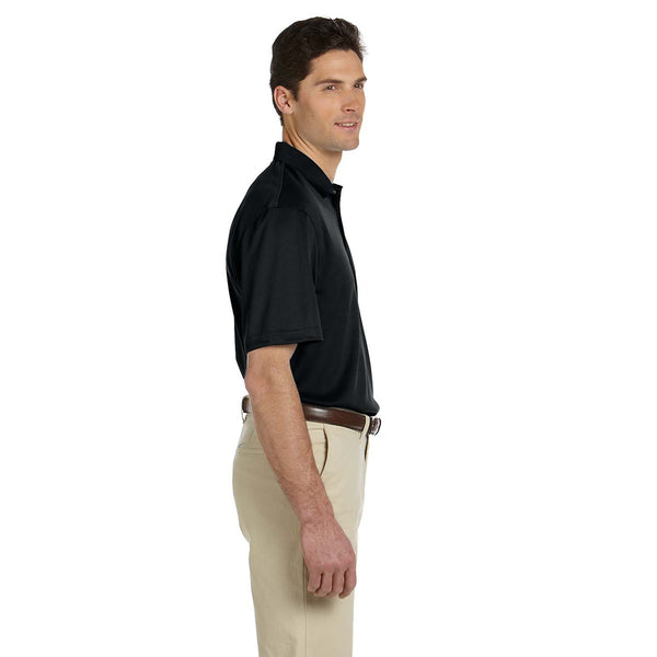 Harriton Men's Black Double Mesh Polo