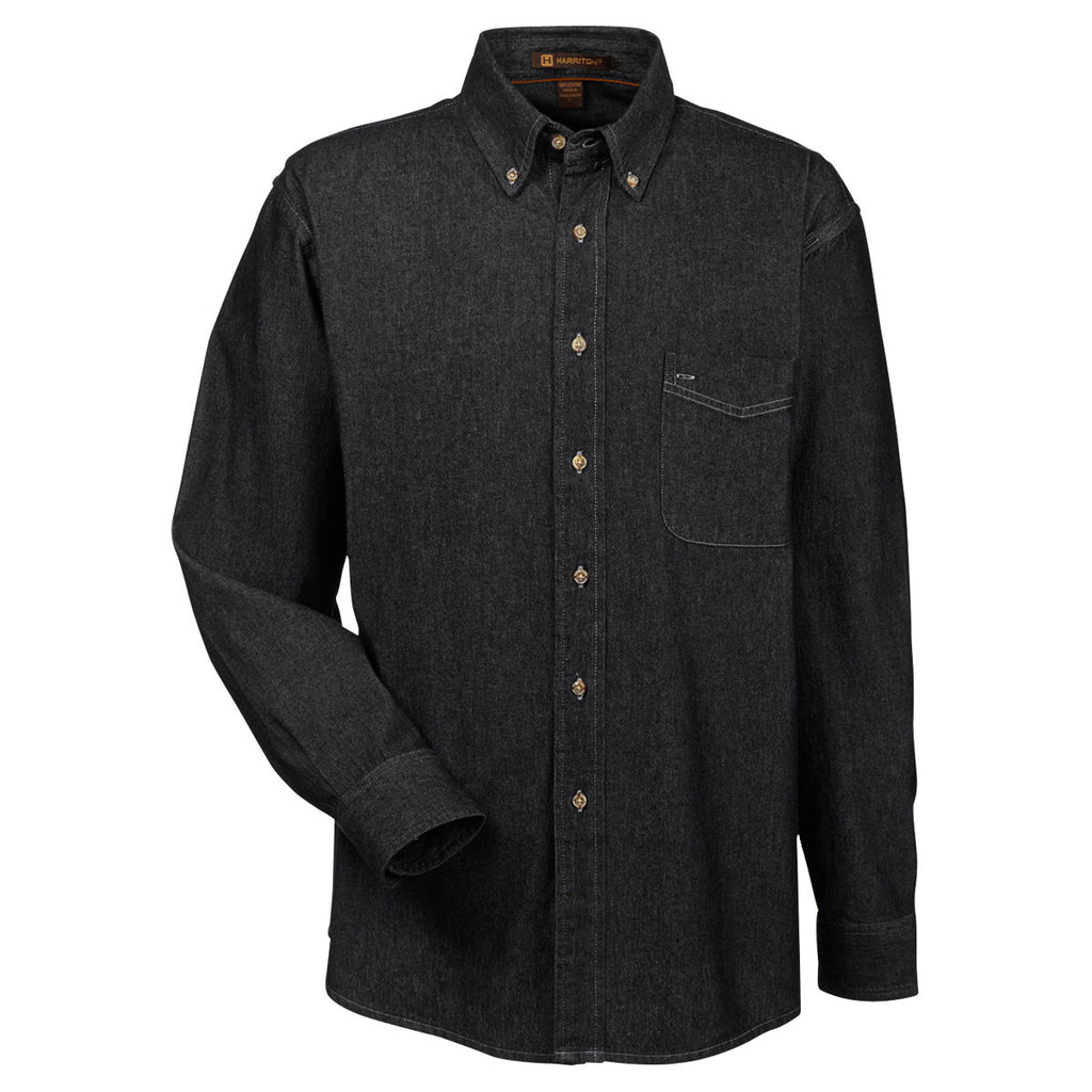 mens black denim shirts long sleeve