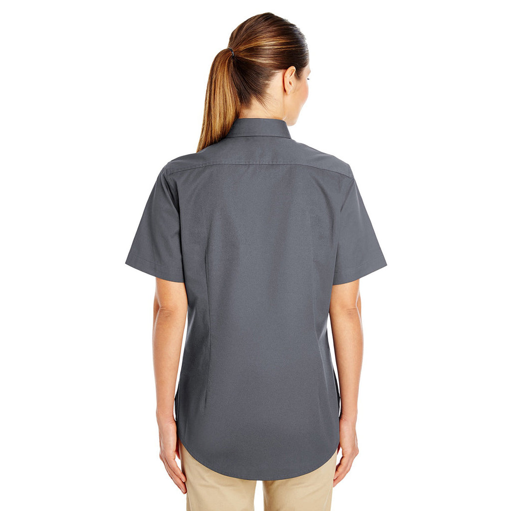 Harriton Women's Dark Charcoal Foundation 100% Cotton Short-Sleeve Twi