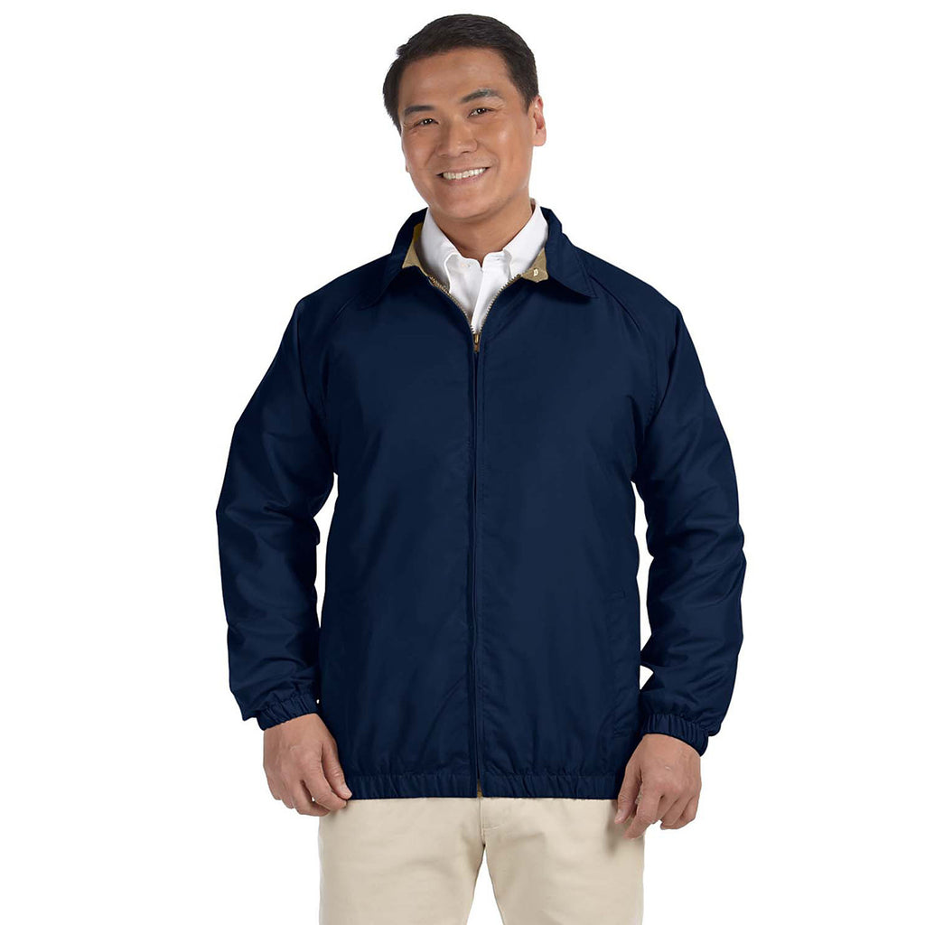 Harriton Men's Navy/Stone Microfiber Club Jacket