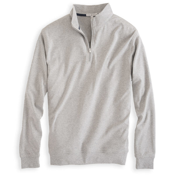 Peter Millar Men's Light Grey Heather Interlock Quarter Zip