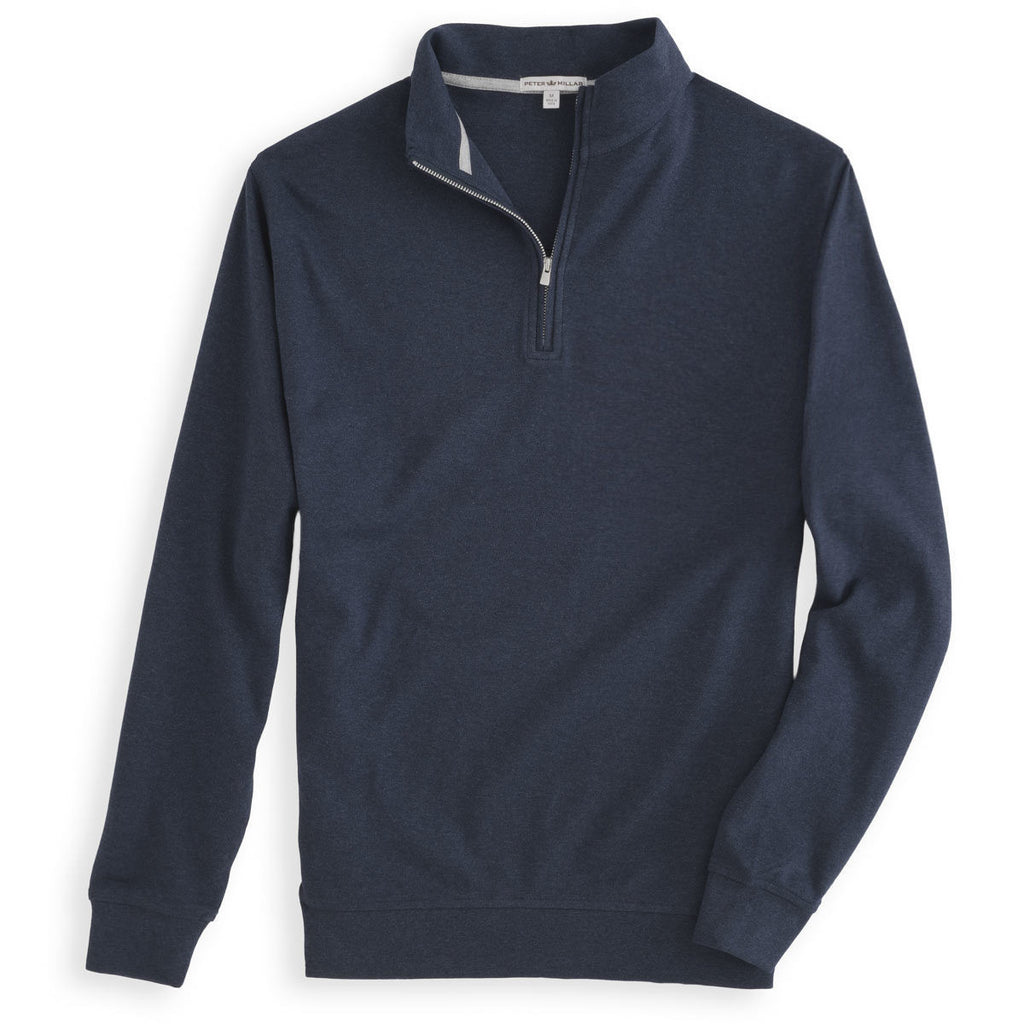 Peter Millar Men's Navy Heather Interlock Quarter Zip