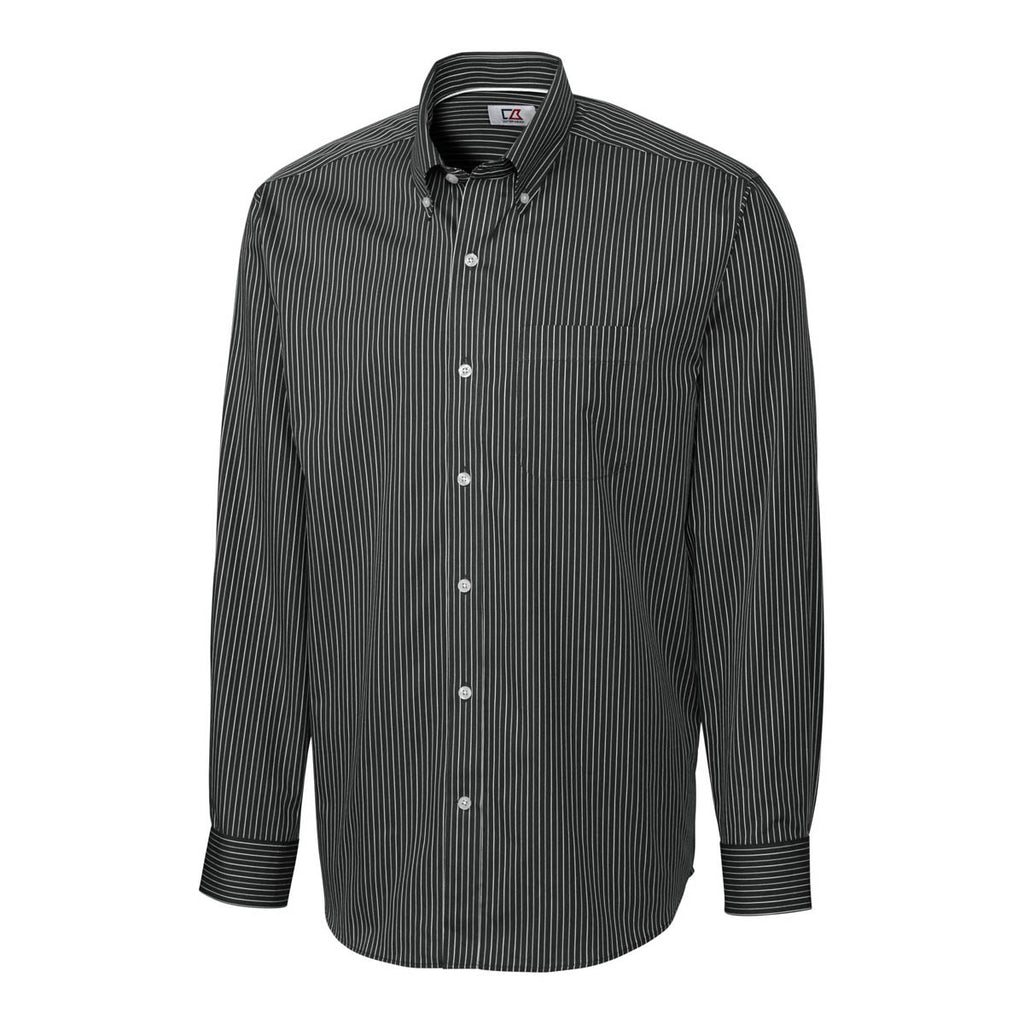 Cutter & Buck Men's Black Epic Easy Care Pin Stripe