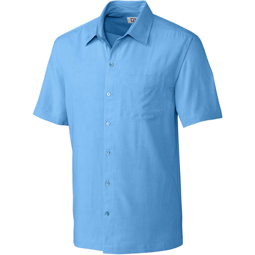 Cutter & Buck Men's Atlas Blue Solana Check Short Sleeve